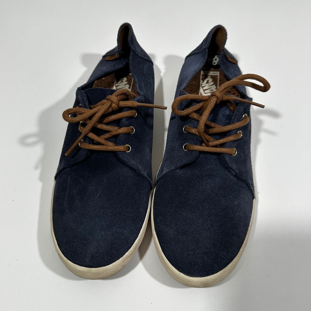 Vans [ Womens 8‎ US ] Suede Flat Slip on Shoes in Blue and Brown lace ups